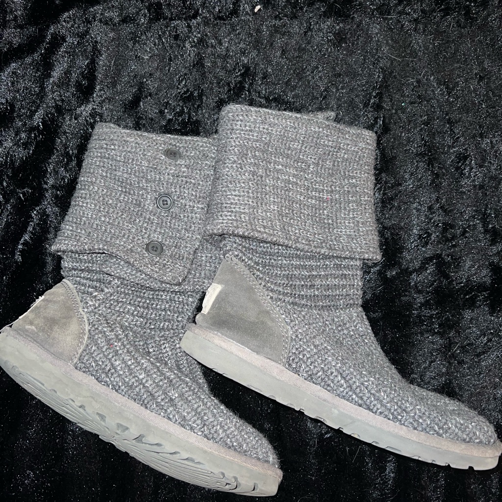 Grey And Metallic Knit Uggs